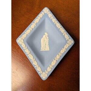 Wedgewood Jasperware Blue Diamond Trinket Dish Made in England Pristine Classic